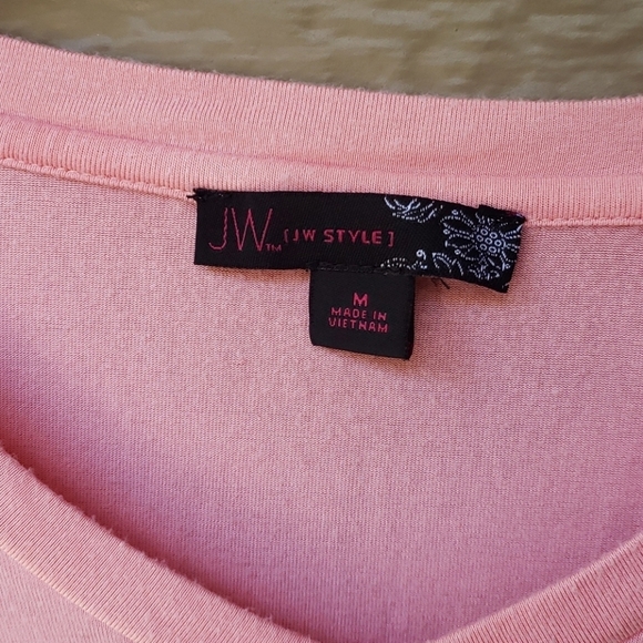 JW STYLE peach v-neck tee M - Picture 2 of 4